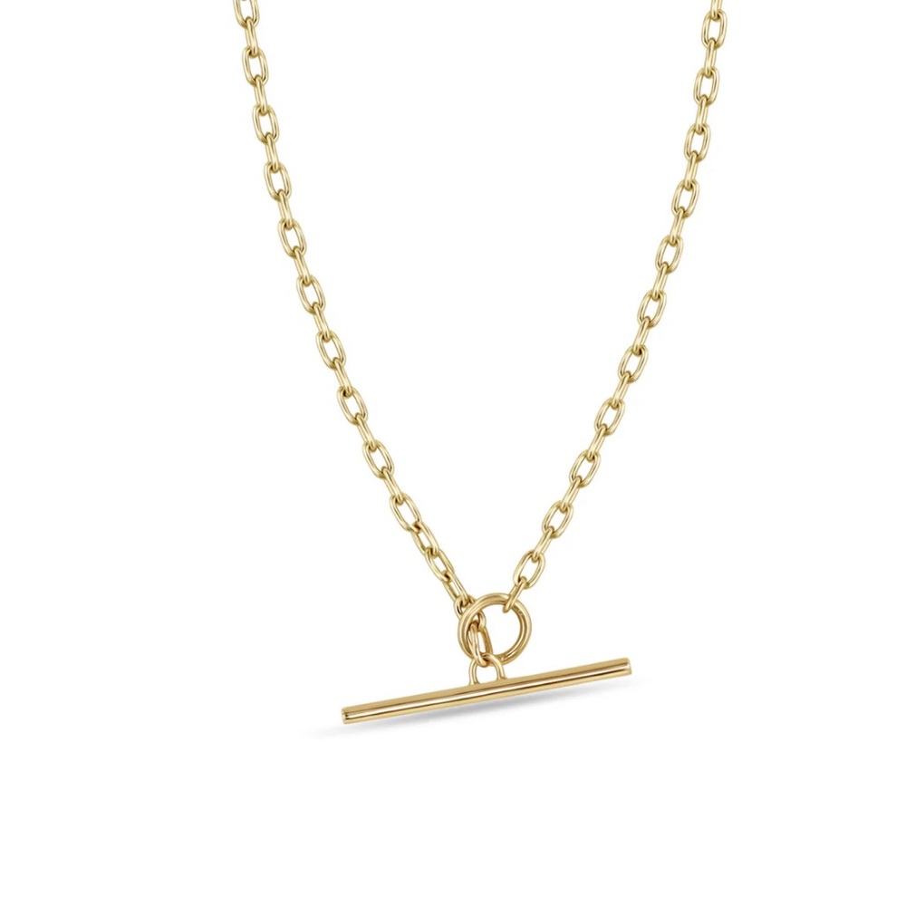 Zoe Chicco 14k small square oval link chain pavé diamond toggle necklace